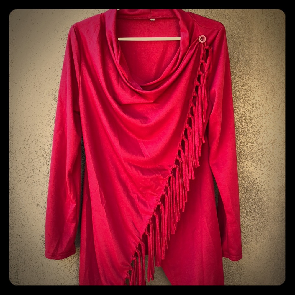 Wrap-Fringed Cardigan